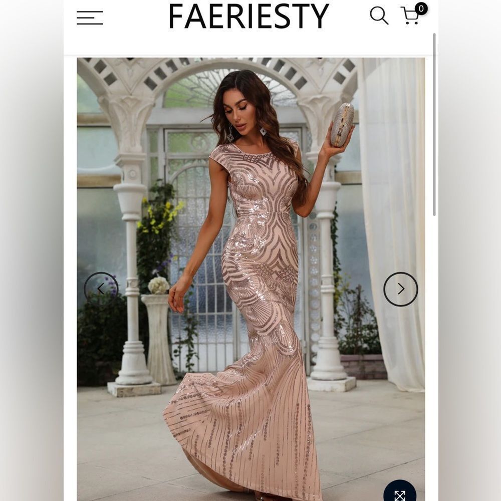 FAERIESTY Rose Gold Sequin Mermaid Wedding Dress